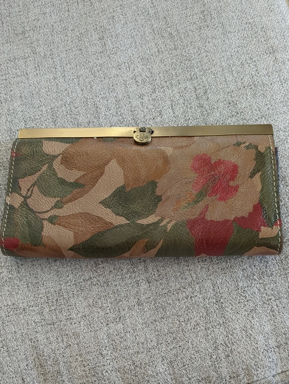 Patricia Nash 100% Leather Women's Floral Clutch Wallet - Pink, Green & Brown